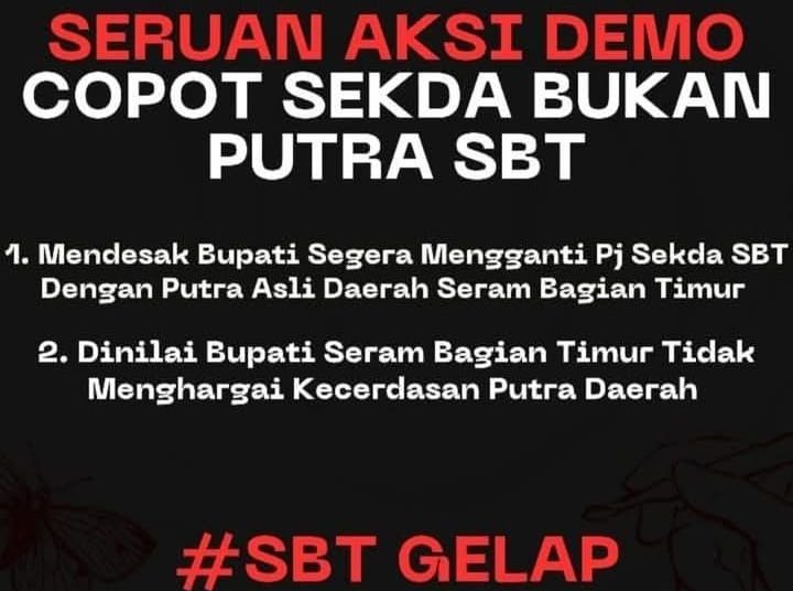 Aliansi Mahasiswa Desak Bupati Fachri Copot Amahoru Dari Jabatan Sekda SBT